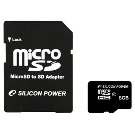 Silicon Power memory card microSDHC 8GB Class 10 + adapter
