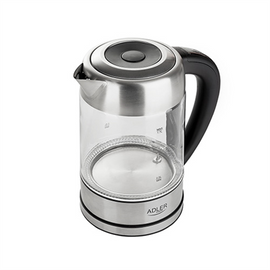 Adler | Kettle | AD 1247 NEW | With electronic control | 1850 - 2200 W | 1.7 L | Stainless steel, glass | 360° rotational base | Stainless steel/Transparent - 0