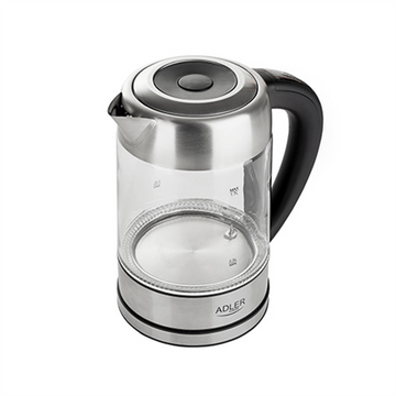 Adler | Kettle | AD 1247 NEW | With electronic control | 1850 - 2200 W | 1.7 L | Stainless steel, glass | 360° rotational base | Stainless steel/Transparent - 0