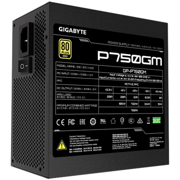 SURSA SURSA GIGABYTE , 750 W, modulara, ATX 12V 2.31, fan 120 mm x 1, 80 Plus Gold, "GP-P750GM" (timbru verde 2 lei) - 0