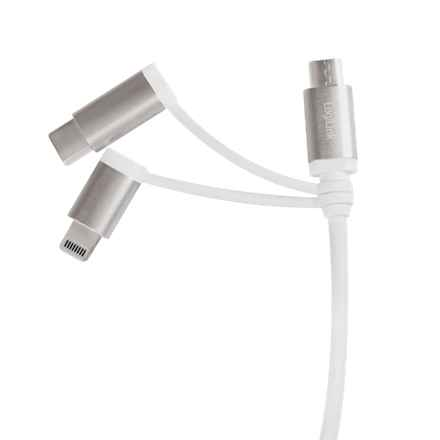 CABLU alimentare si date LOGILINK, telefon, 3 + 1, USB 2.0 (T) la Lightning (T) + Micro-USB 2.0 (T) + USB 2.0 Type-C (T), 1m, argintiu, "CU0126" (timbru verde 0.08 lei)
