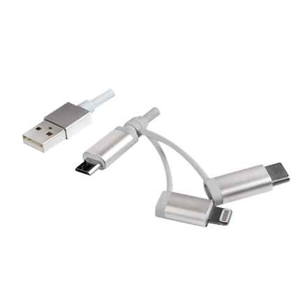 CABLU alimentare si date LOGILINK, telefon, 3 + 1, USB 2.0 (T) la Lightning (T) + Micro-USB 2.0 (T) + USB 2.0 Type-C (T), 1m, argintiu, "CU0126" (timbru verde 0.08 lei)