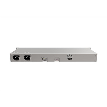 Mikrotik Wired Ethernet Router RB1100AHx4 Dude Edition, 1U Rackmount, Quad core 1.4GHz CPU, 1 GB RAM, 128 MB, 60GB M.2 SSD included, 13xGigabit LAN, 1xSerial console port RS232, 2x SATA3 ports, 2xM.2 slots, PCB Temperature and Voltage Monitor (CAPsMAN, Mo