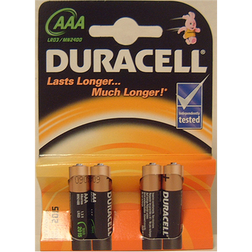 Piles alcalines duracell aaa lot de 4