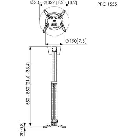 Vogels | Support plafond pour projecteur | Rotation, inclinaison | Argent