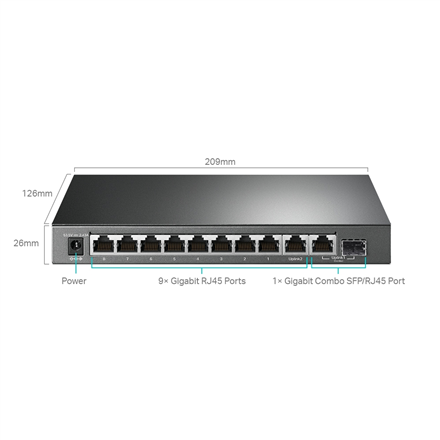 TP-LINK | Switch intelligent Gigabit 10 ports avec PoE+ 8 ports | TL-SG1210MPE | Gestion Web | Bureau | Alimentation externe | 60 mois