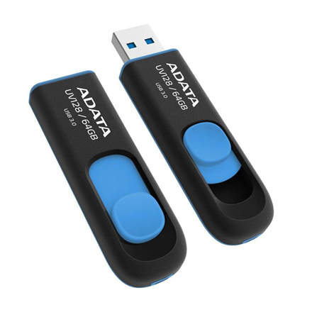 Clé usb adata dashdrive uv128 64 go usb type-a 3.2 gen 1 3.1 gen 1 noir bleu