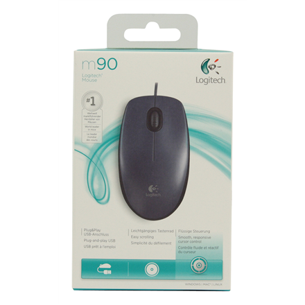 Logitech myš M90/ Drátová/ Optická/ 1000dpi/ USB/ černá