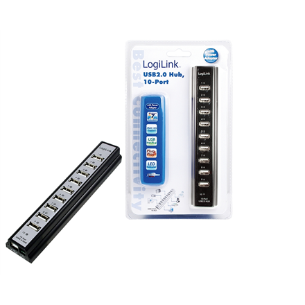 Logilink  hub usb 2.0 10 ports avec adaptateur secteur