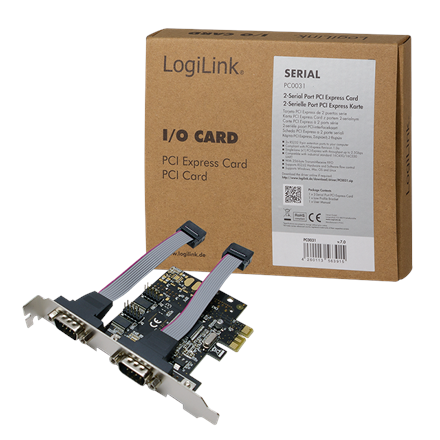 CARD adaptor LOGILINK, PCI-Express la 2 x SERIAL DB9M, "PC0031"
