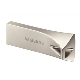 SAMSUNG BAR Plus USB Type-A 64GB 300 MB/s read 110 MB/s write resistant USB 3.1 Champagne Silver with key ring