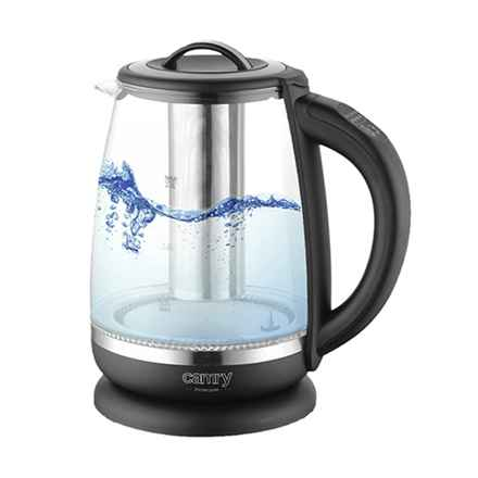 Camry | Bouilloire | CR 1290 | Standard | 2200 W | 2 L | Plastique/verre | Base rotative à 360° | Noir/Transparent