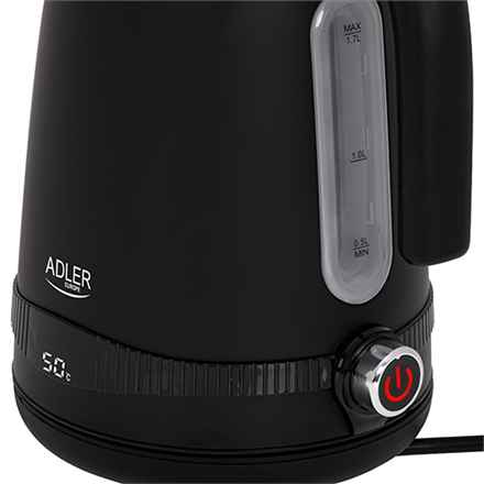Adler | Bouilloire | AD 1295b | Électrique | 2200 W | 1,7 L | Acier inoxydable | Base rotative à 360° | Noir