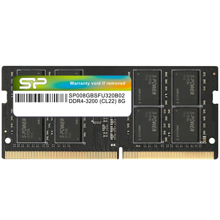 SILICON POWER DDR4 SODIMM RAM memory 3200 MHz CL22 8 GB (SP008GBSFU320X02) Black