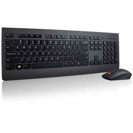 Lenovo | Professionnel | Ensemble clavier et souris sans fil professionnel - Anglais américain avec symbole Euro | Ensemble clavier et souris | Sans fil | Souris incluse | Noir | Anglais américain | Pavé numérique | Connexion sans fil