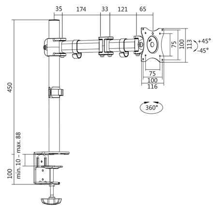 Logilink | Support de bureau | BP0021 | 13-27" | Poids maximal (capacité) 8 kg