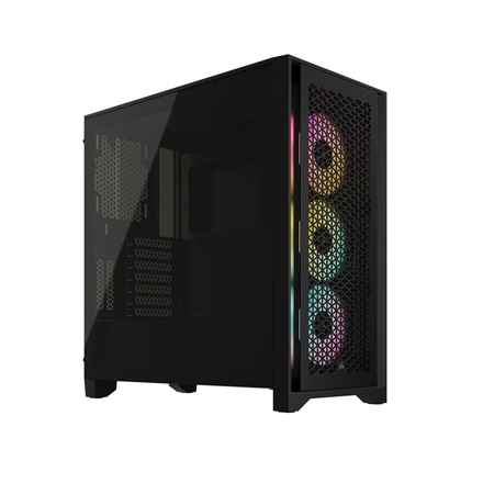 Corsair | Boîtier PC en verre trempé | iCUE 4000D RGB AIRFLOW | Fenêtre latérale | Noir | Moyen-tour | Alimentation incluse (non incluse)