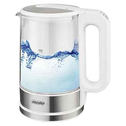 Mesko | Bouilloire | MS 1301w | Électrique | 1850 W | 1,7 L | Verre/Acier inoxydable | Base rotative à 360° | Blanc