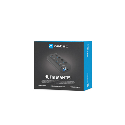 Hub USB 4 porty Mantis 2 USB 3.0 z włącznikiem + zasilacz