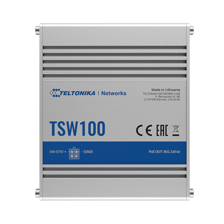 Przełącznik przemysłowy TSW100 4xPoE+, 5xGigabit