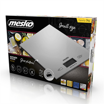 Balance de cuisine Mesko MS 3145, capacité max 5 kg, graduation 1 g, écran LCD, couleur argent