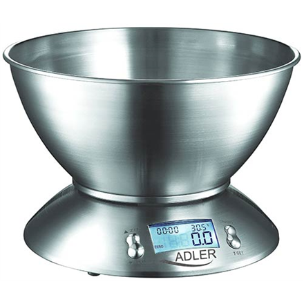 Adler  balance de cuisine  ad 3134  poids maximal capacité 5 kg  graduation 1 g  acier inoxydable