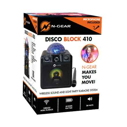N-GEAR Block Disco Block 410/ 50W/ BT/ Disco LED/ 1x MIC/ černá