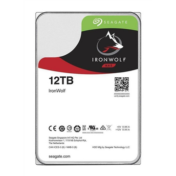 SEAGATE NAS HDD 12TB IronWolf 7200rpm 6Gb/s SATA 256MB cache 3.5inch 24x7 CMR for NAS and RAID Rackmount Systeme BLK