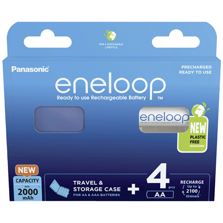 Rechargeable batteries PANASONIC ENELOOP AA 2000 mAh 4 szt + case (BK-3MCDE/4CP+CASE)