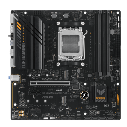 Asus | TUF GAMING A620M-PLUS | Processor family AMD | Processor socket AM5 | DDR5 DIMM | Memory slots 4 | Supported hard disk drive interfaces SATA, M.2 | Number of SATA connectors 4 | Chipset AMD A620 | Micro-ATX