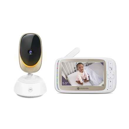 Motorola | Babyphone vidéo Wi-Fi avec éclairage d'ambiance | VM85 CONNECT Écran couleur TFT 5 pouces (480 x 272) ; Berceuses ; Conversation bidirectionnelle ; Surveillance de la température ambiante ; Vision nocturne infrarouge ; Indicateur de niveau sono