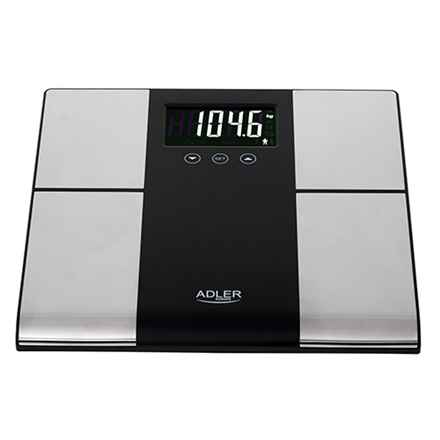 Adler | Pèse-personne avec analyseur | AD 8165 | Poids maximal (capacité) 225 kg | Précision 100 g | Mesure de l'indice de masse corporelle (IMC) | Acier inoxydable/Noir