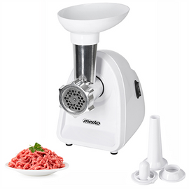 Mesko | Meat mincer | MS 4809 | White | 350 W | Middle size sieve; mince sieve; poppy sieve; plunger; sausage filler - 0