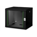 Digitus | Wall Mounting Cabinet | DN-19 09-U-SW | Black | IP protection class: IP20; Front door: Glass door, single opening; Cabinet type: Wall mounting cabinet; Equipment mounting depth min.-max.: 305-370 mm; Load capacity: 100 kg-1