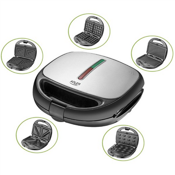 Adler AD 3040 sandwich maker 1200 W Black, Grey - 0