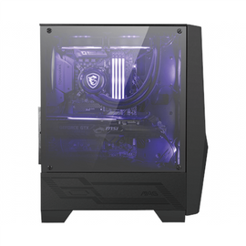 Boîtier PC gaming MSI MAG FORGE 100M, format tour moyenne, noir, 2 ventilateurs ARGB PWM 120 mm, 1 ventilateur 120 mm, hub ARGB 1-6, synchronisation Mystic Light, panneau en verre trempé, ATX, mATX, mini-ITX