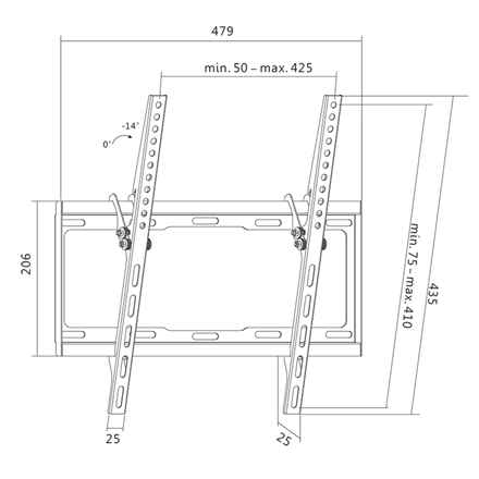 Support mural pour téléviseur Logilink BP0012, 32–55", inclinaison -14°, 25 mm
