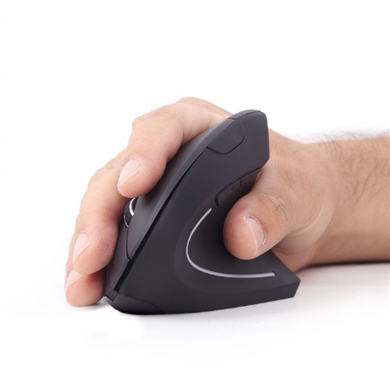 MOUSE GEMBIRD, PC sau NB, wireless, 2.4GHz, optic, 1600 dpi, butoane/scroll 6/1, ergonomic, negru, "MUSW-ERGO-01" (timbru verde 0.18 lei)