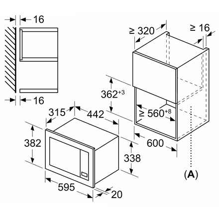 Bosch | Four à micro-ondes | BFL623MS3 | Encastrable | 20 L | 800 W | Acier inoxydable