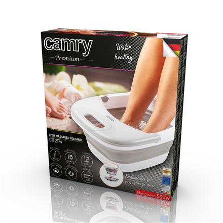 Camry | Masseur de pieds | CR 2174 | Fonction bulles | Fonction chaleur | 450 W | Blanc/Argent