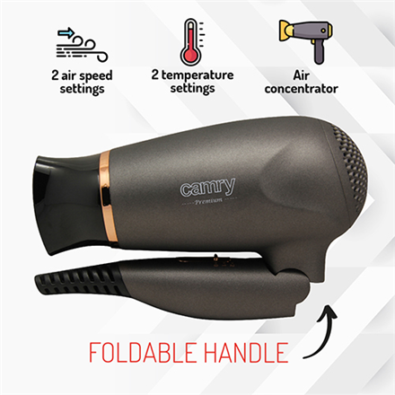 Camry | Hair Dryer | CR 2261 | 1400 W | Number of temperature settings 2 | Metallic Grey/Gold