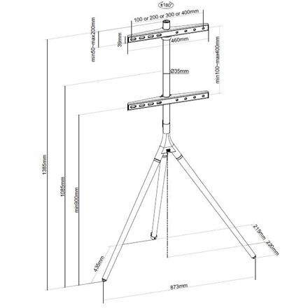 ONE For ALL | Floor stand | WM 7472 | Turn | 32-65 " | Maximum weight (capacity) 30 kg | Light