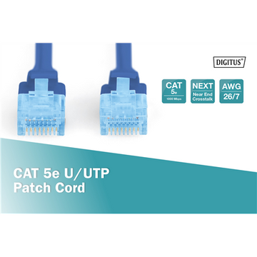 Patch cord U/UTP kat.5e PVC 2m niebieski - 0