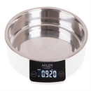 Adler | Kitchen scale with a bowl | AD 3166 | Maximum weight (capacity) 5 kg | Graduation 1 g | Display type LCD | White-2