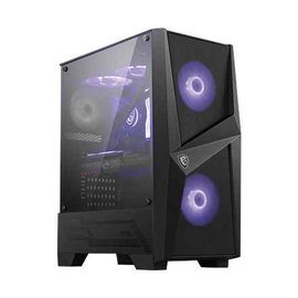 Boîtier PC gaming MSI MAG FORGE 100M, format tour moyenne, noir, 2 ventilateurs ARGB PWM 120 mm, 1 ventilateur 120 mm, hub ARGB 1-6, synchronisation Mystic Light, panneau en verre trempé, ATX, mATX, mini-ITX