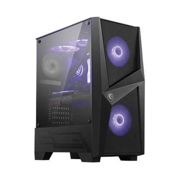 Boîtier PC gaming MSI MAG FORGE 100M, format tour moyenne, noir, 2 ventilateurs ARGB PWM 120 mm, 1 ventilateur 120 mm, hub ARGB 1-6, synchronisation Mystic Light, panneau en verre trempé, ATX, mATX, mini-ITX