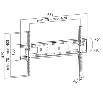 Uchwyt ścienny LCD/LED VESA, 37-70', max. 50kg - 0