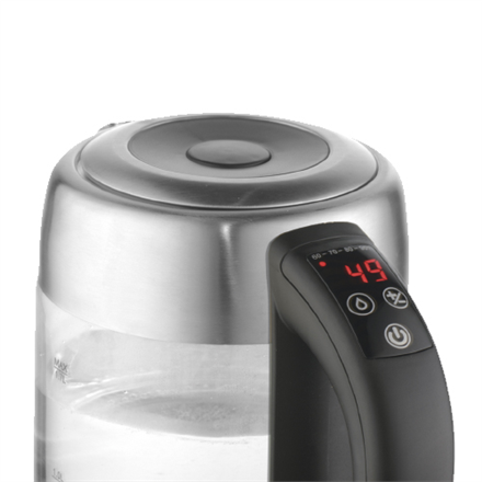Adler | Bouilloire | AD 1247 NEUF | Avec commande électronique | 1850 - 2200 W | 1,7 L | Acier inoxydable, verre | Base rotative à 360° | Acier inoxydable/Transparent
