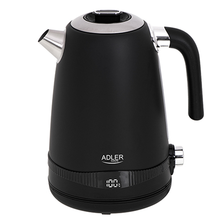 Adler | Bouilloire | AD 1295b | Électrique | 2200 W | 1,7 L | Acier inoxydable | Base rotative à 360° | Noir