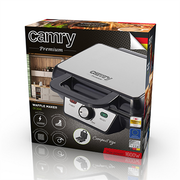 Camry | Waffle Maker | CR 3046 | 1600 W | Number of pastry 2 | Belgium | Black/Stainless Steel - 0